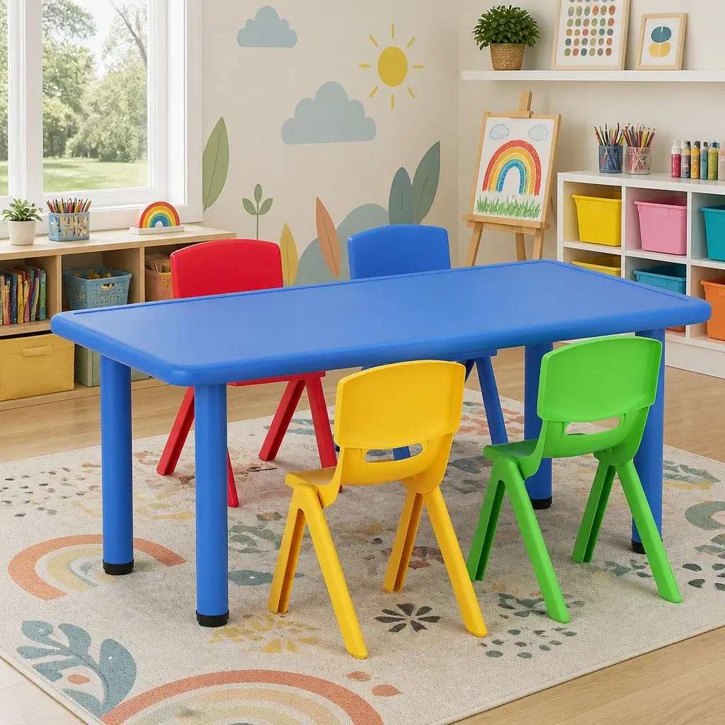 Kids Activity Table and Chairs Set 5 Piece Study Desk Furniture for Children