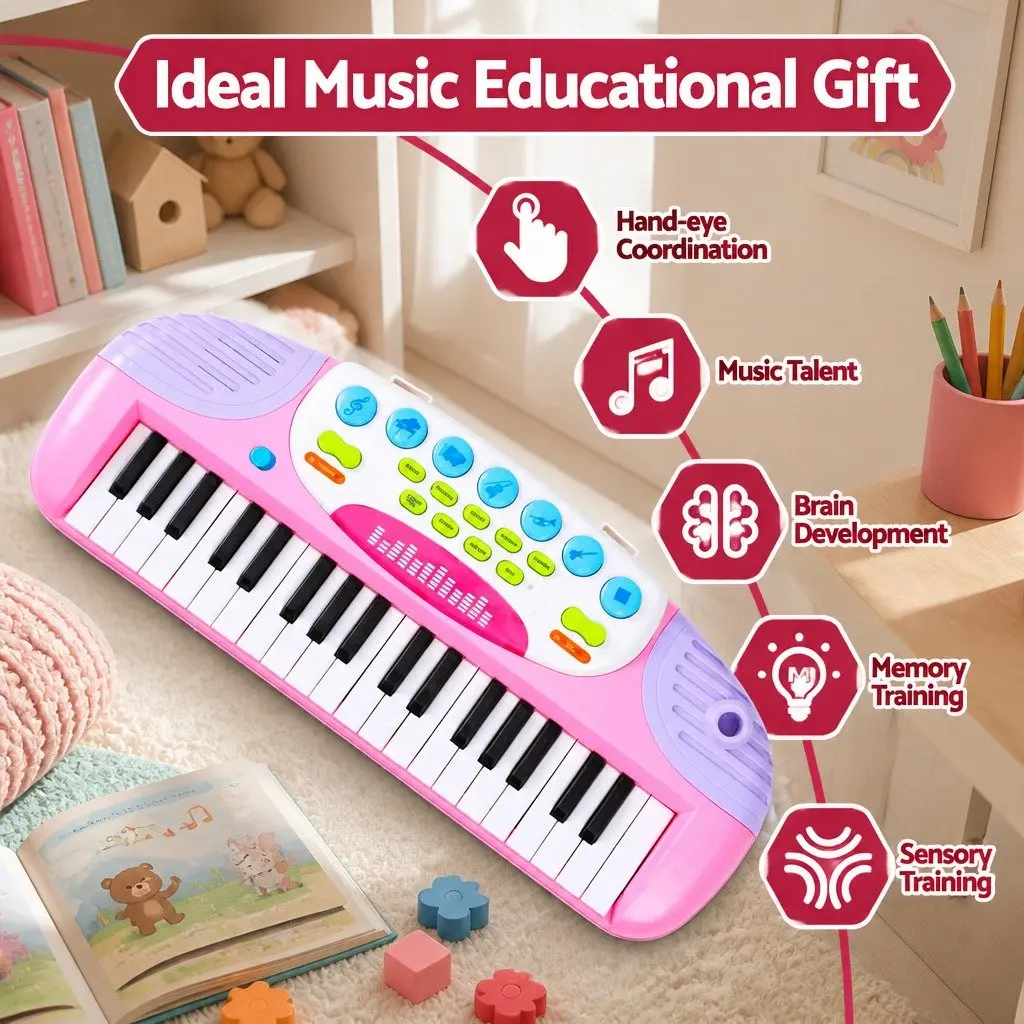 Kids Piano Keyboard Musical Instrument Set for Learning with Stool 37 Keys