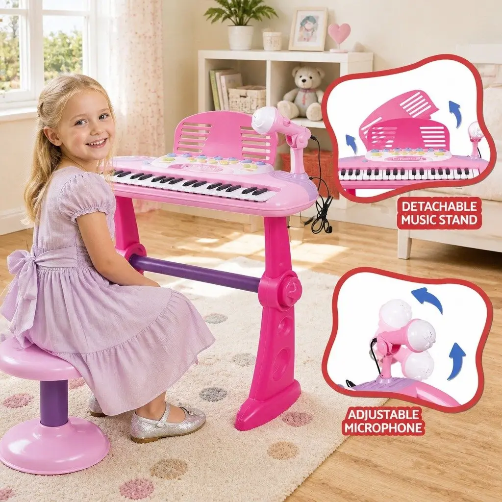 Kids Piano Keyboard Musical Instrument Set for Learning with Stool 37 Keys