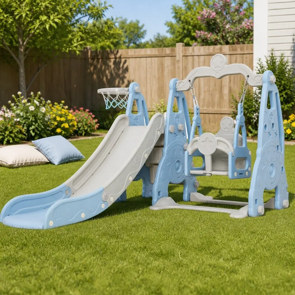 Kids Swing Slide Basketball Set