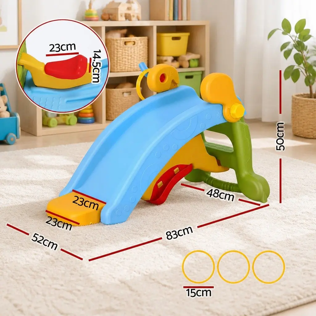 Kids Activity Playset Slide Rocking Horse Ring Toss Indoor Play Toddler