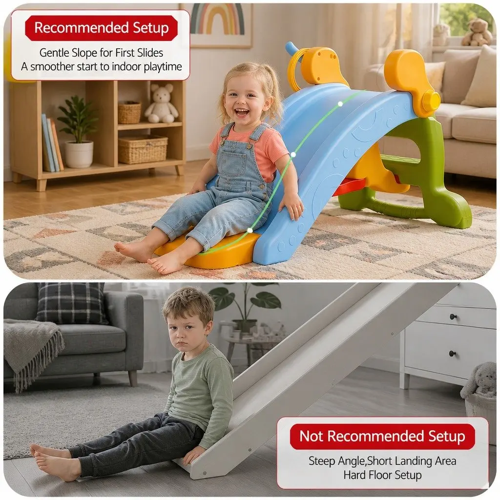 Kids Activity Playset Slide Rocking Horse Ring Toss Indoor Play Toddler