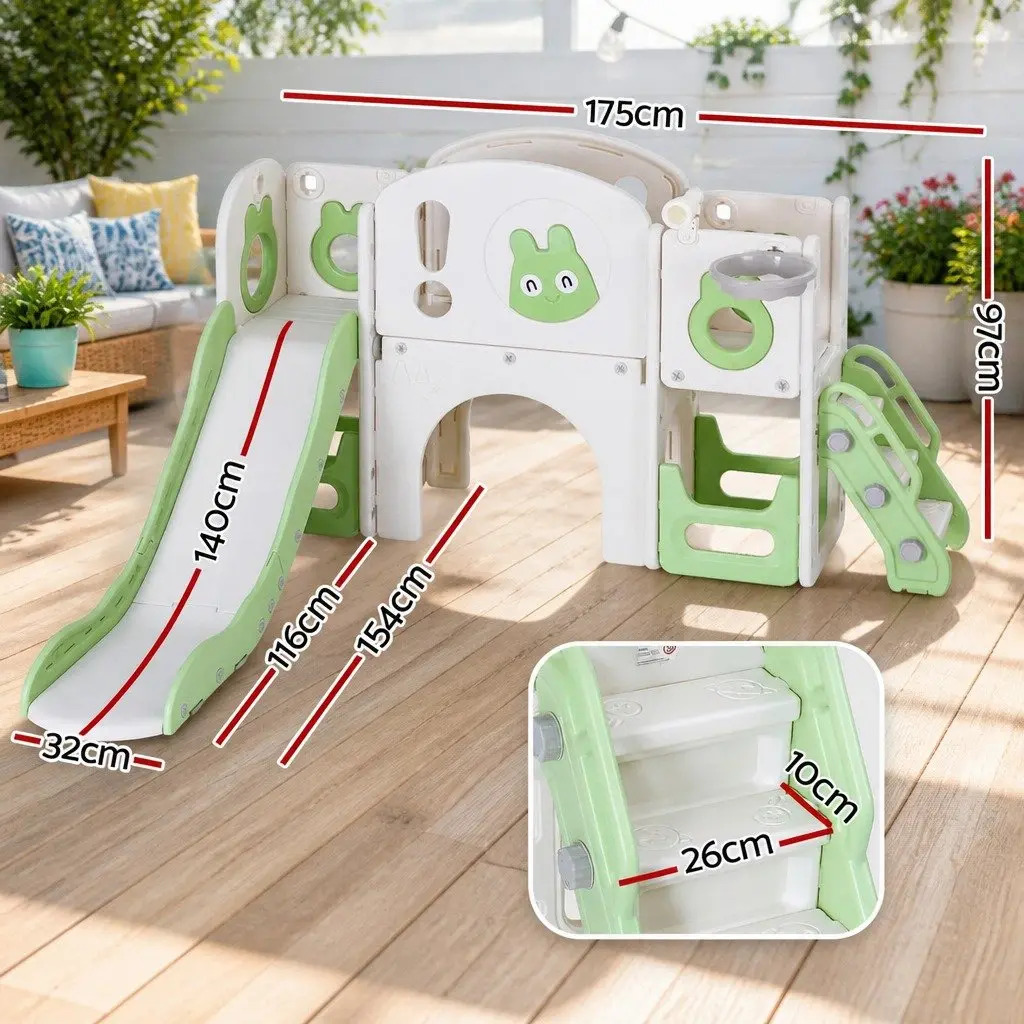 Kids Slide Swing Set for Outdoor Play 3 in 1 Green