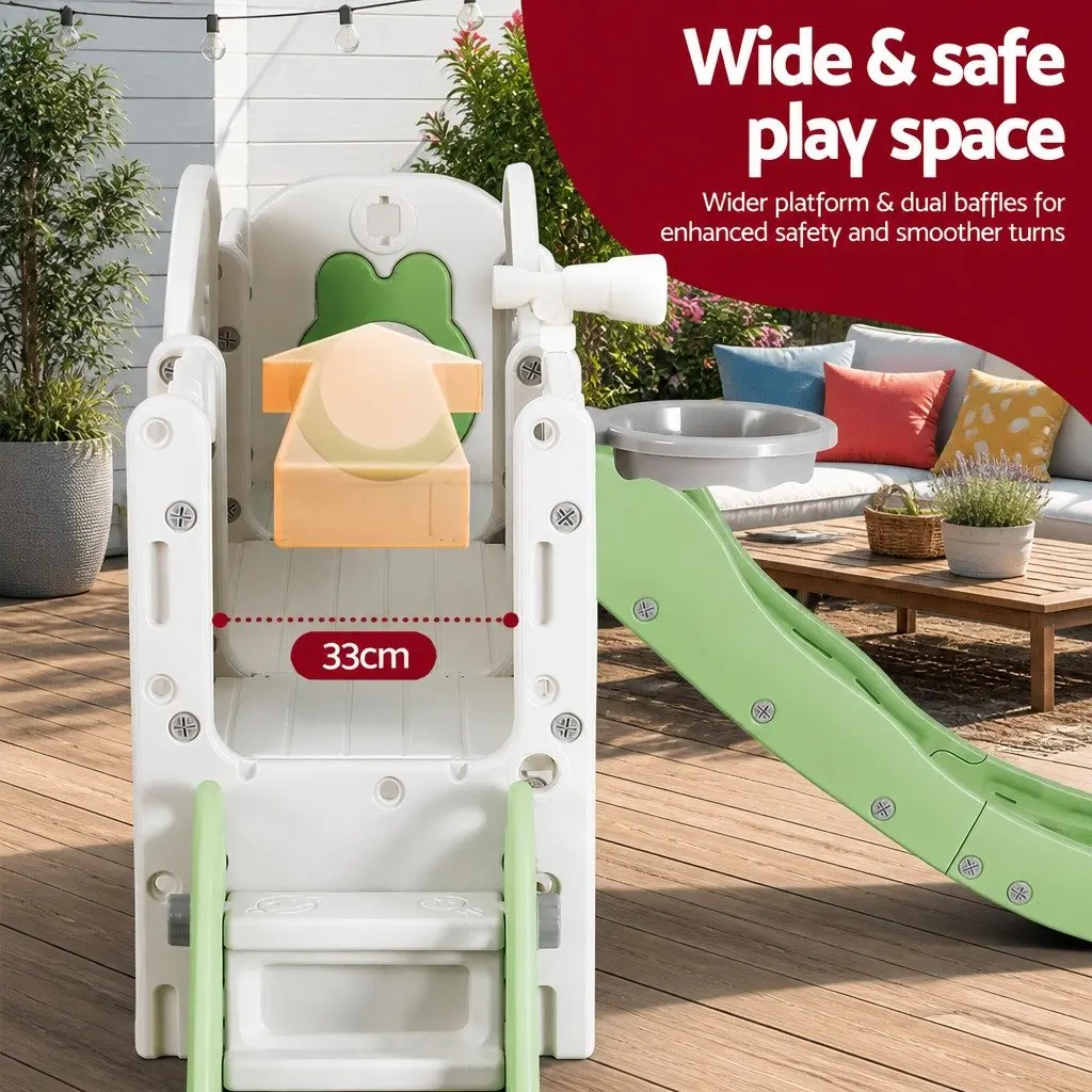Kids Slide Swing Set for Outdoor Play 3 in 1 Green