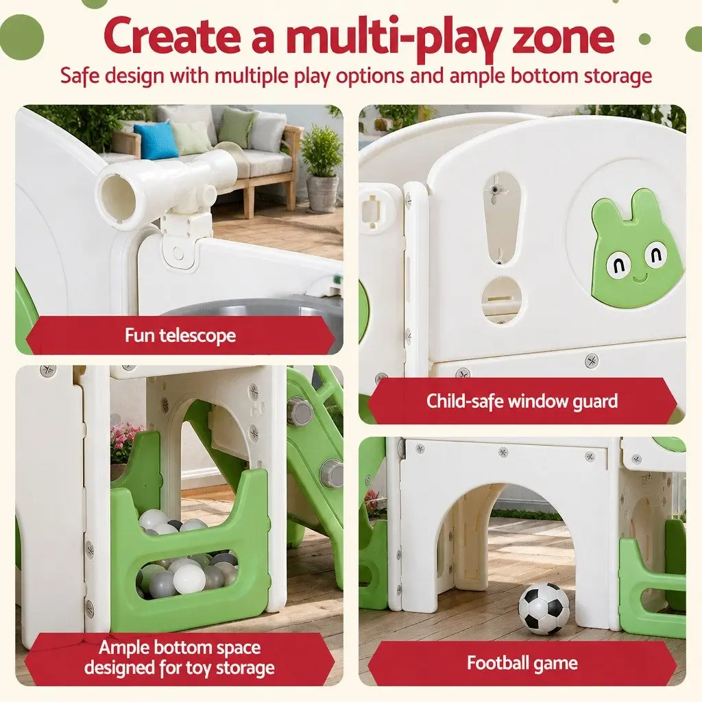Kids Slide Swing Set for Outdoor Play 3 in 1 Green