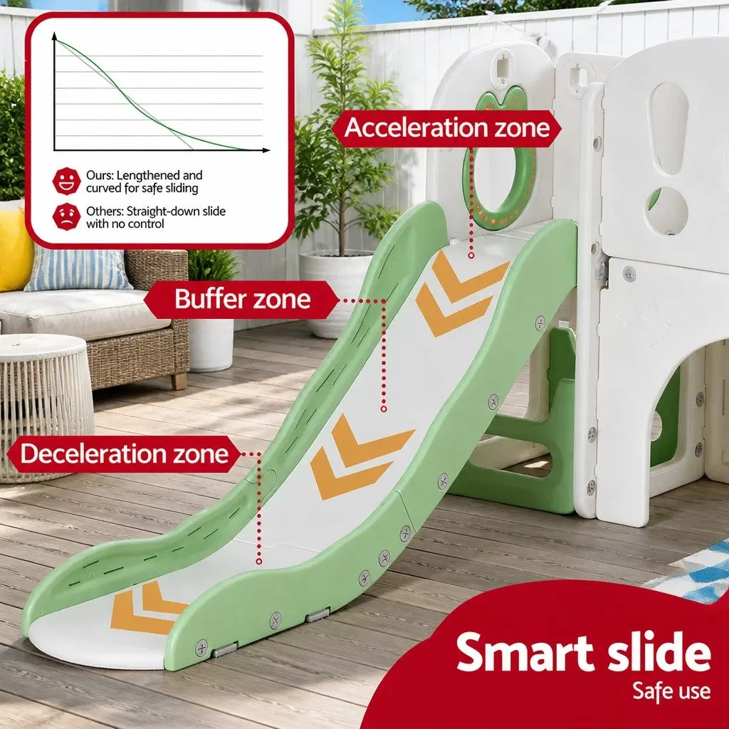Kids Slide Swing Set for Outdoor Play 3 in 1 Green