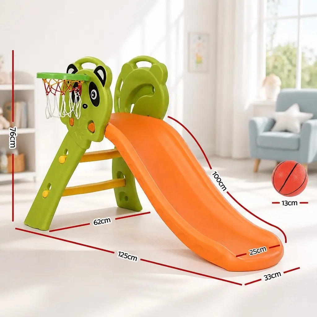 Kids Slide Basketball Hoop Play Set Indoor Outdoor 100cm
