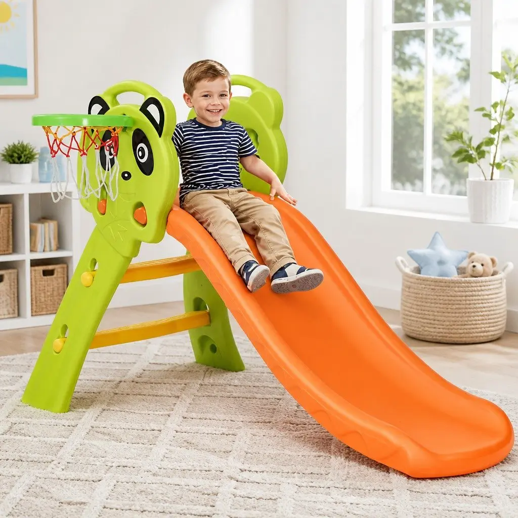 Kids Slide Basketball Hoop Play Set Indoor Outdoor 100cm