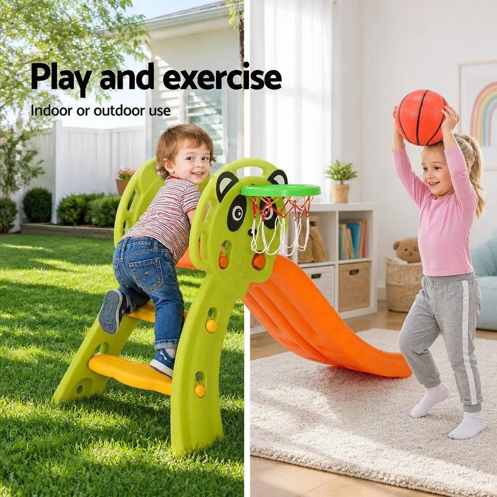 Kids Slide Basketball Hoop Play Set Indoor Outdoor 100cm