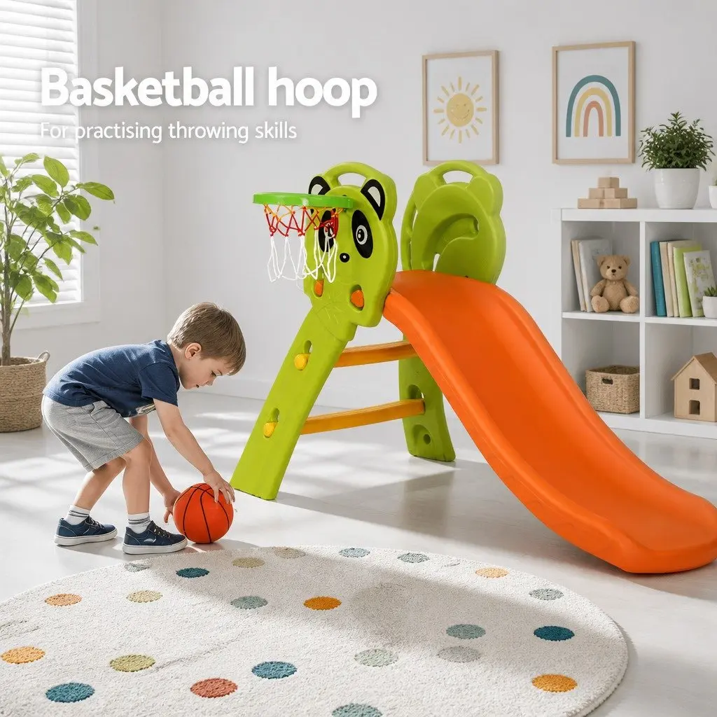 Kids Slide Basketball Hoop Play Set Indoor Outdoor 100cm