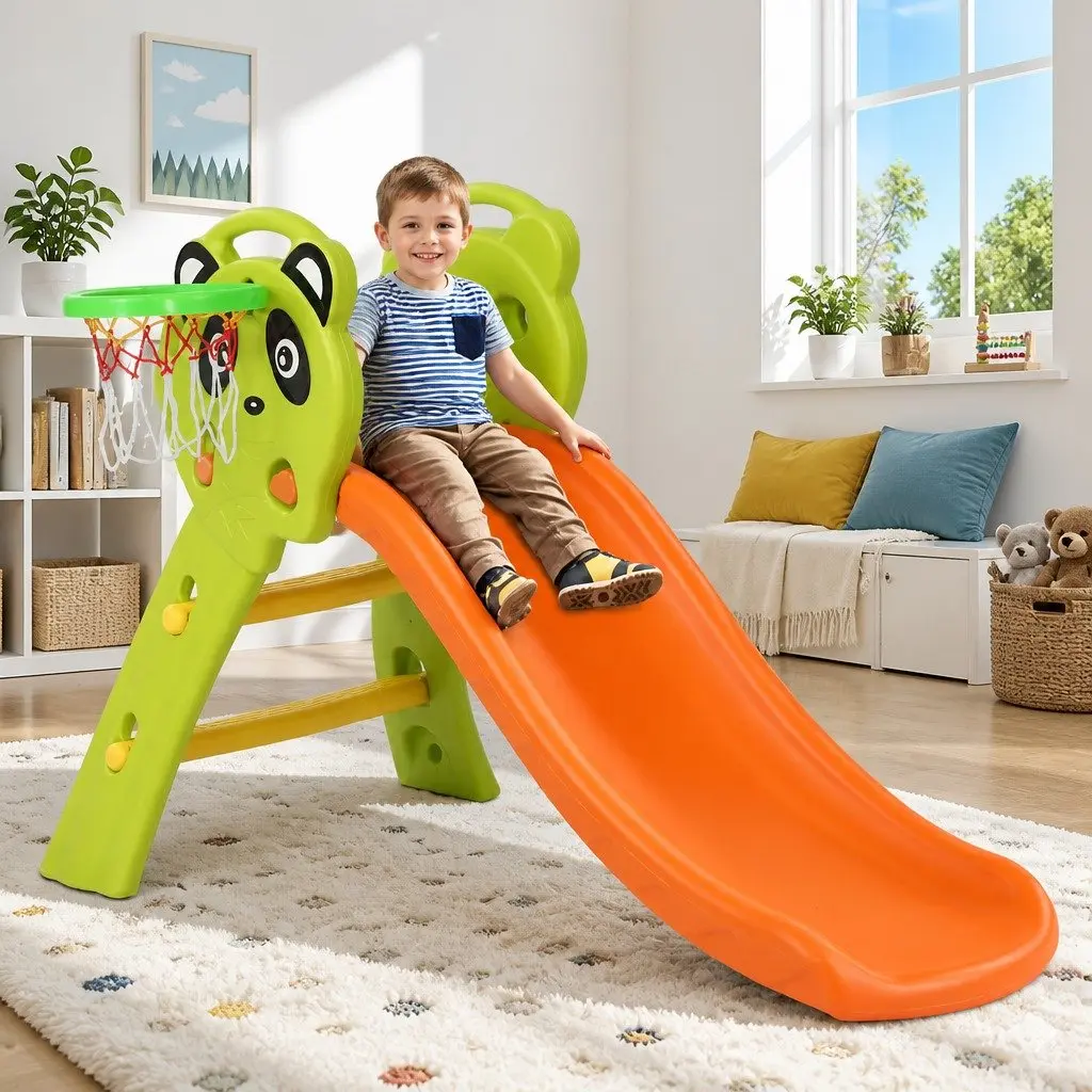 Kids Slide Basketball Hoop Play Set Indoor Outdoor 100cm