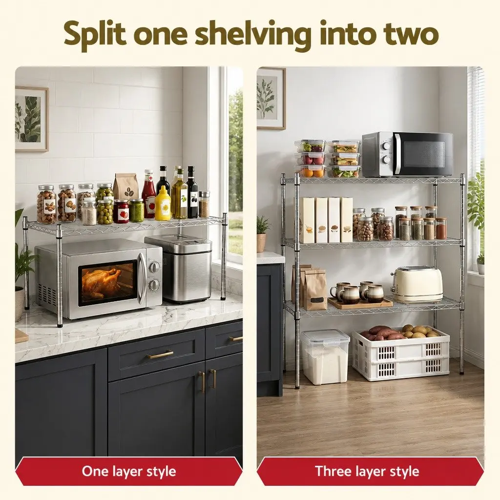 5-Tier Metal Kitchen Shelving Unit Storage Rack 120x45x179cm