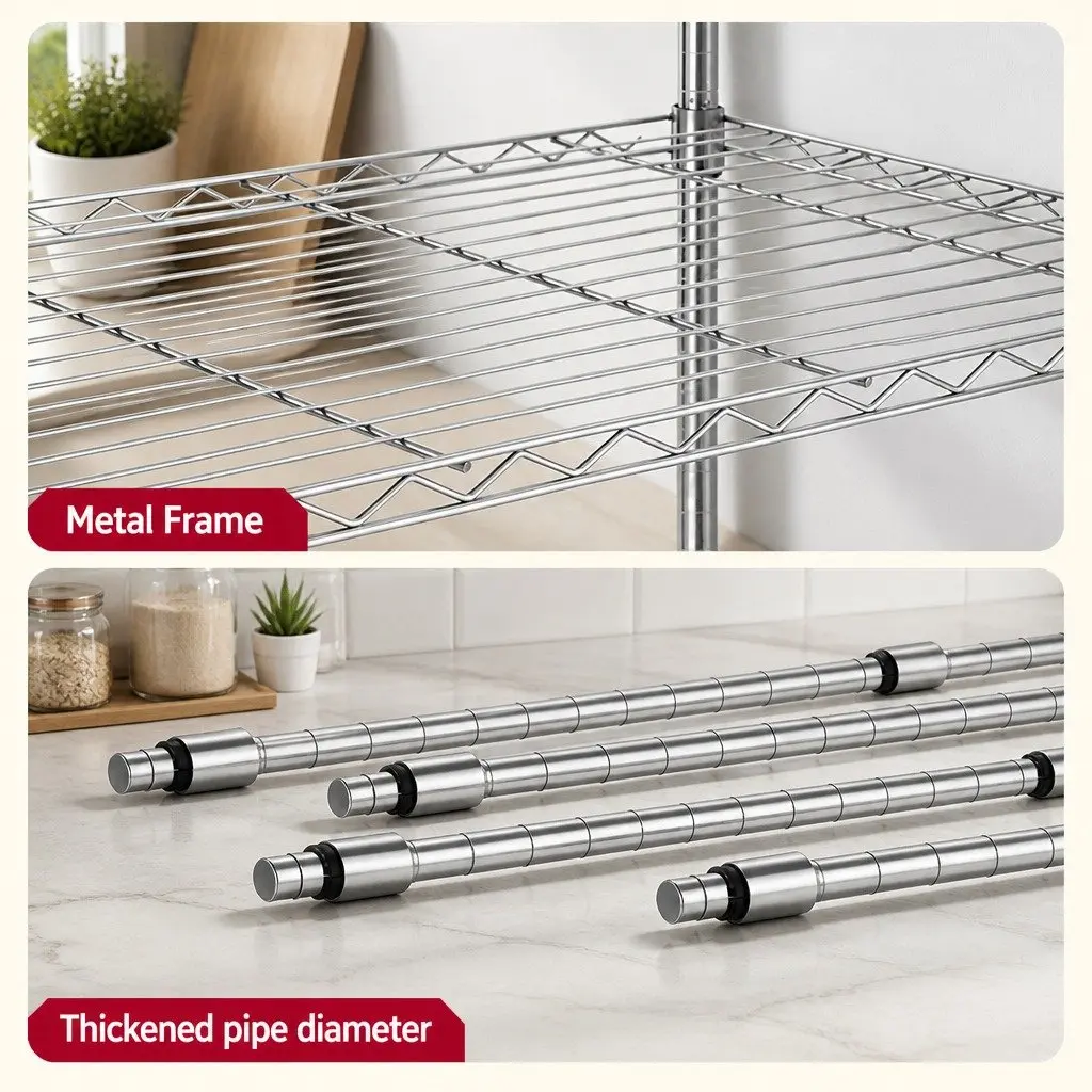 5-Tier Metal Kitchen Shelving Unit Storage Rack 120x45x179cm