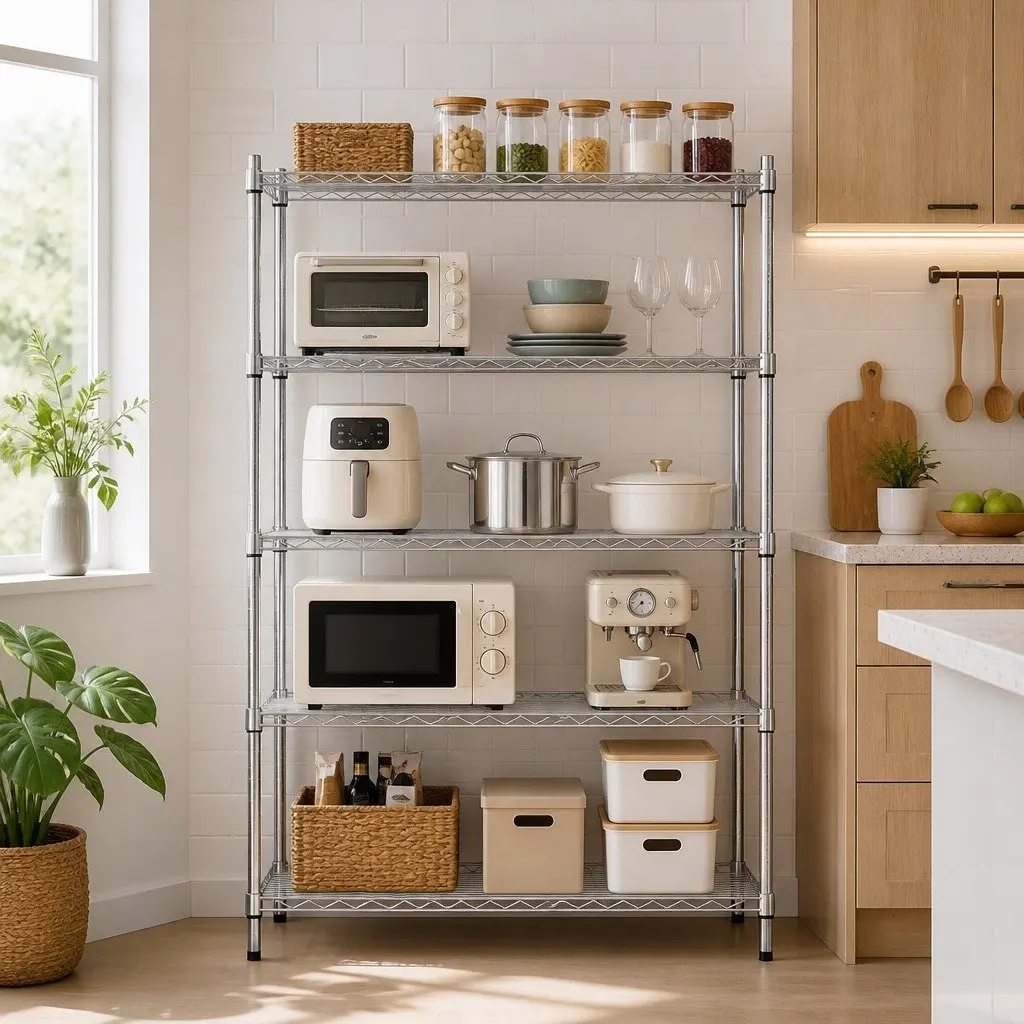 5-Tier Metal Kitchen Shelving Unit Storage Rack 120x45x179cm