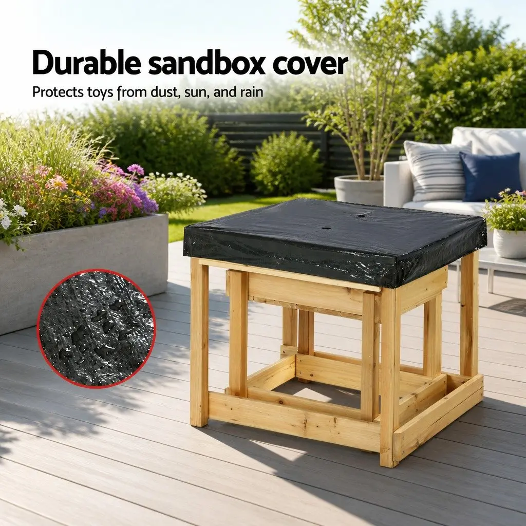 Kids Wooden Sandbox Water Table Outdoor Play Set Sand Pit 2-in-1 Toy 101cm