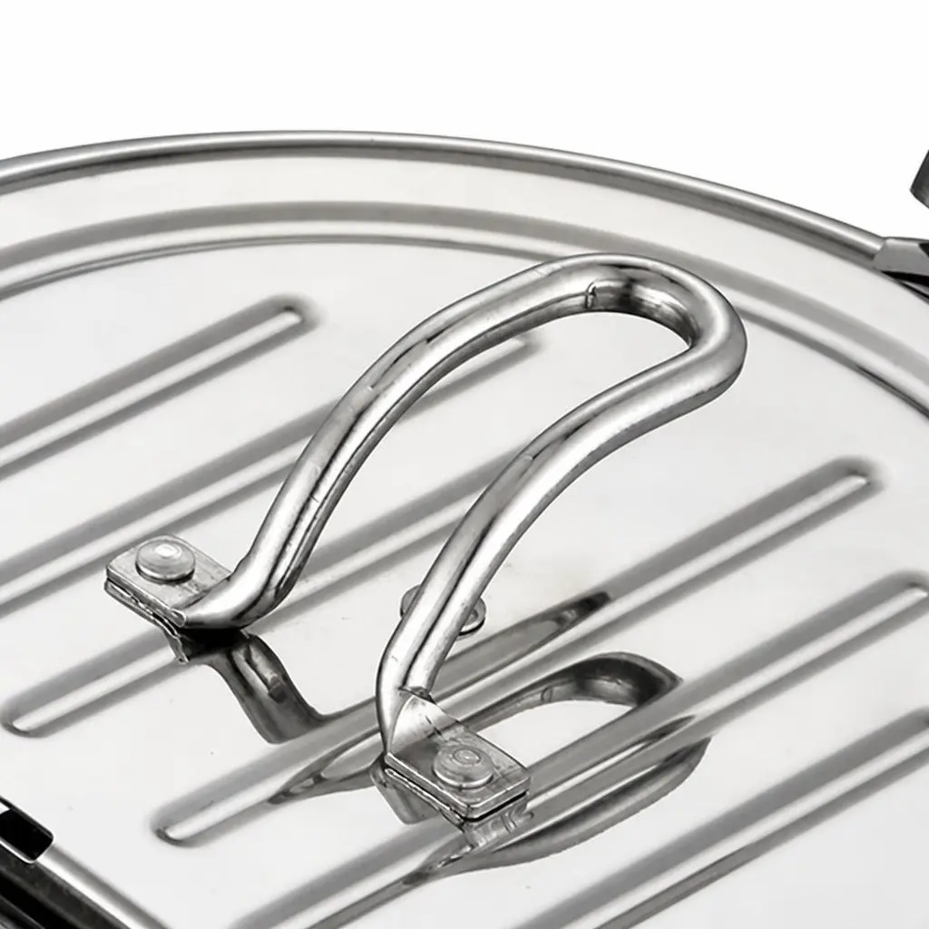 24cm Deep Frying Pan Stainless Steel Pot with Thermometer Draining Rack Cooktop