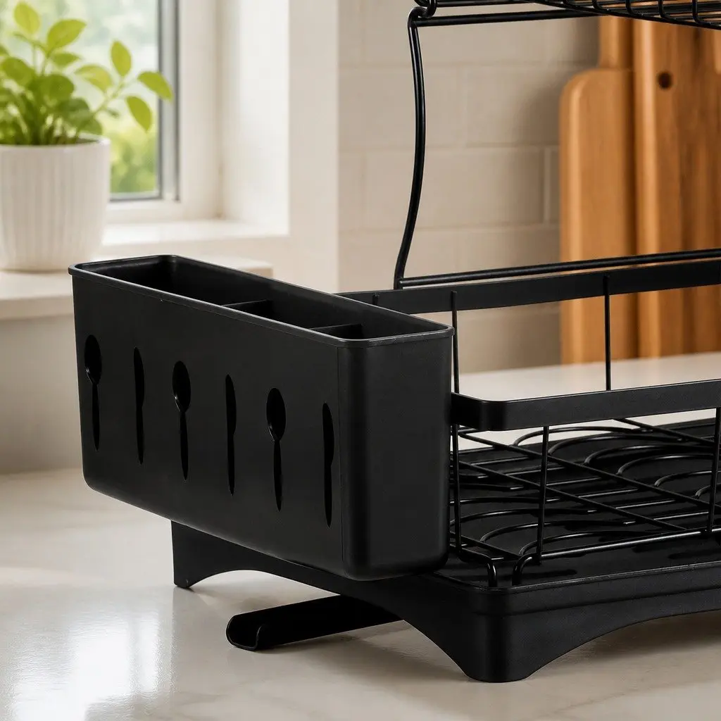 2 Tier Dish Drying Rack for Kitchen Large Capacity Removable Sections