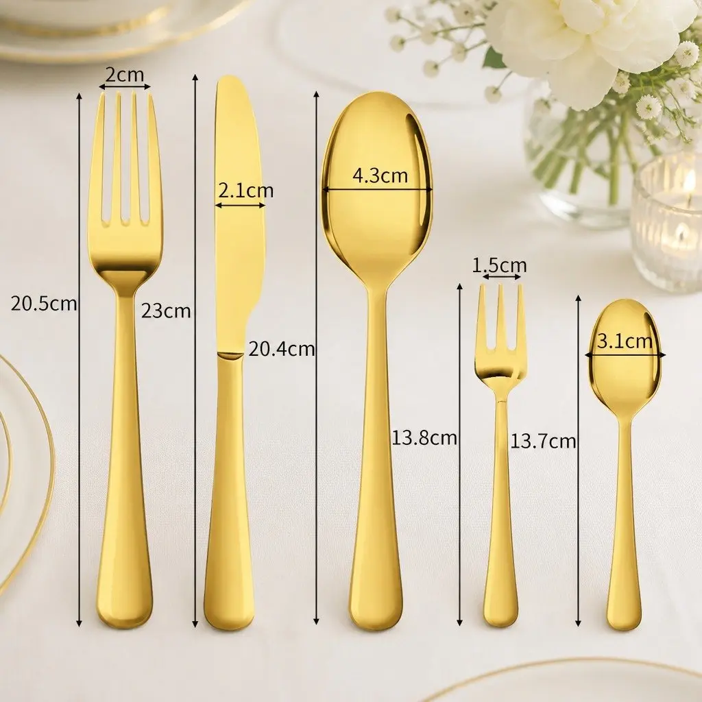 Stainless Steel Cutlery Set 30 Pieces Dining Flatware Gold Forks Knives Spoons