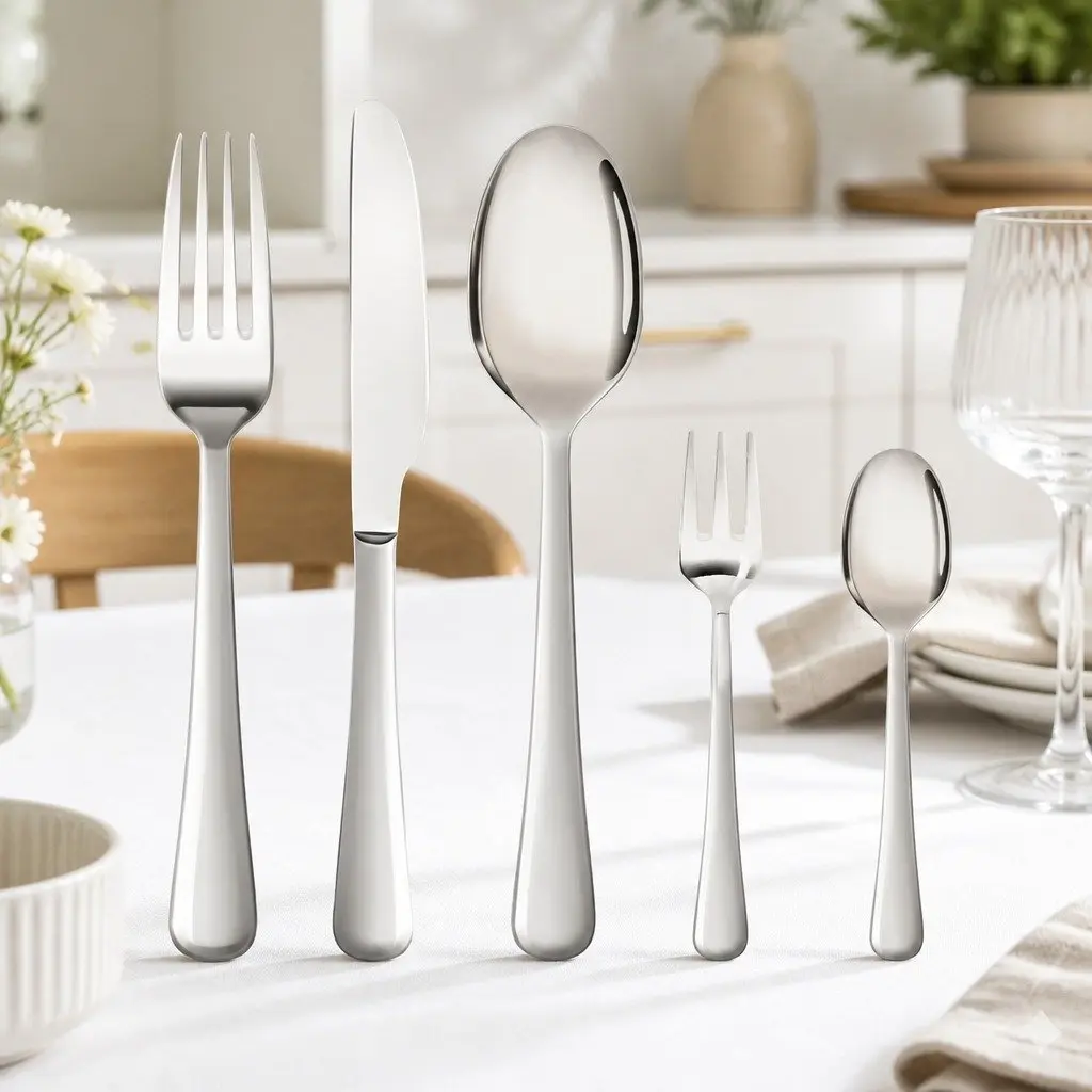 30 Piece Stainless Steel Cutlery Set Forks Knives Spoons Silver Dining Set