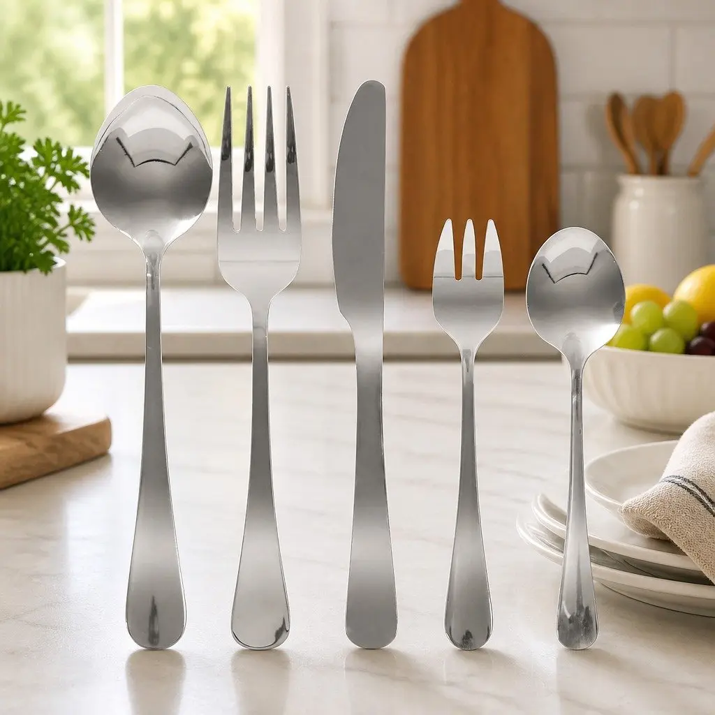 30 Piece Stainless Steel Cutlery Set Forks Knives Spoons Silver Dining Set