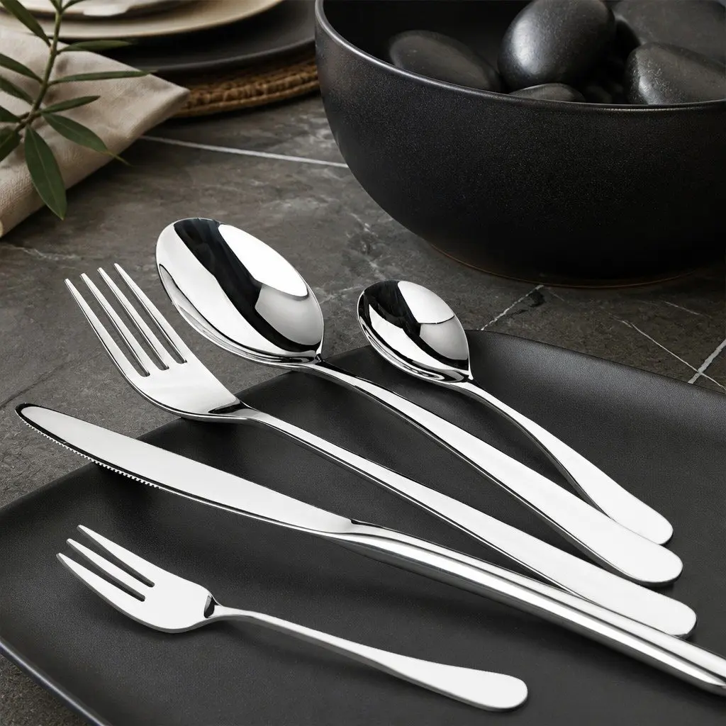 30 Piece Stainless Steel Cutlery Set Forks Knives Spoons Silver Dining Set