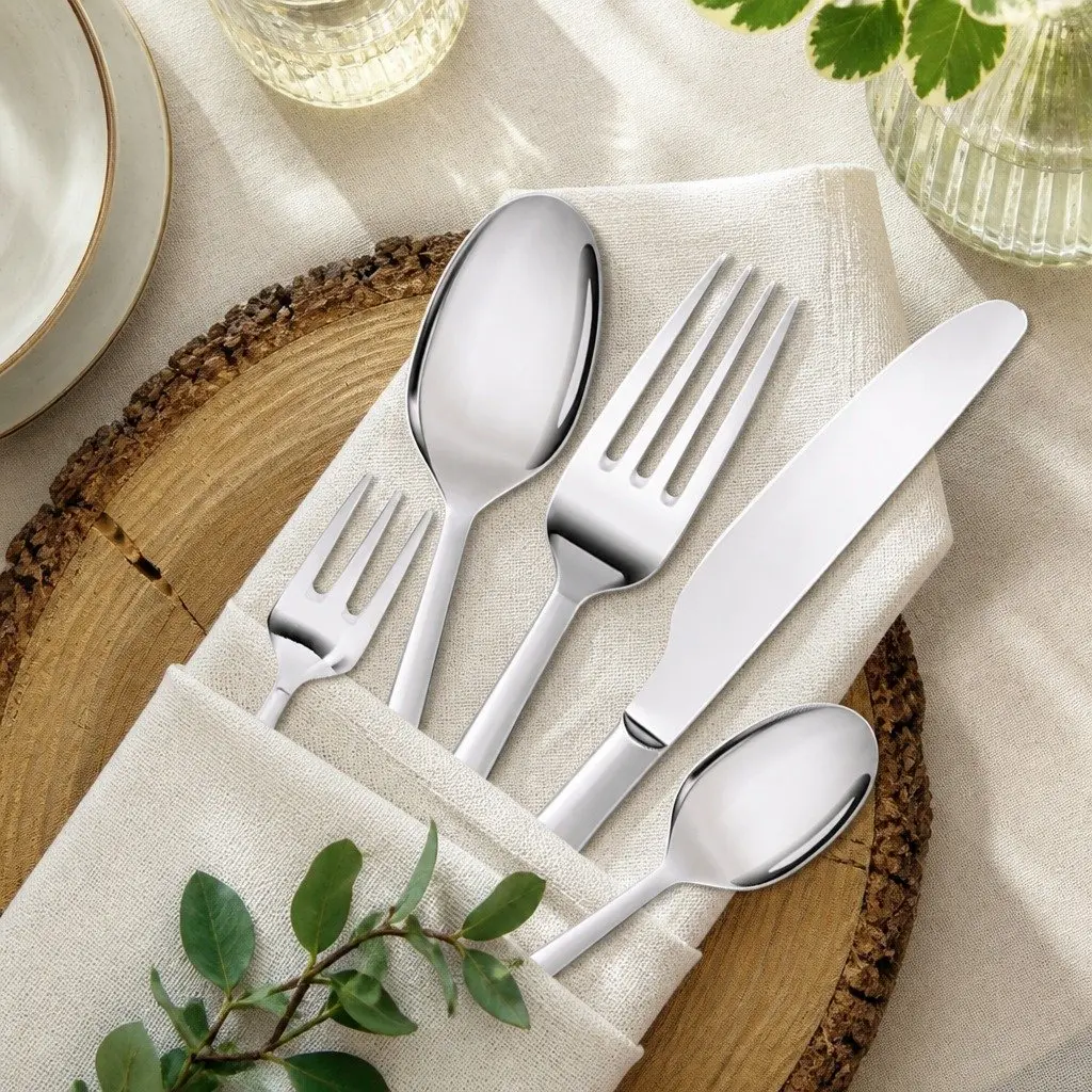 30 Piece Stainless Steel Cutlery Set Forks Knives Spoons Silver Dining Set