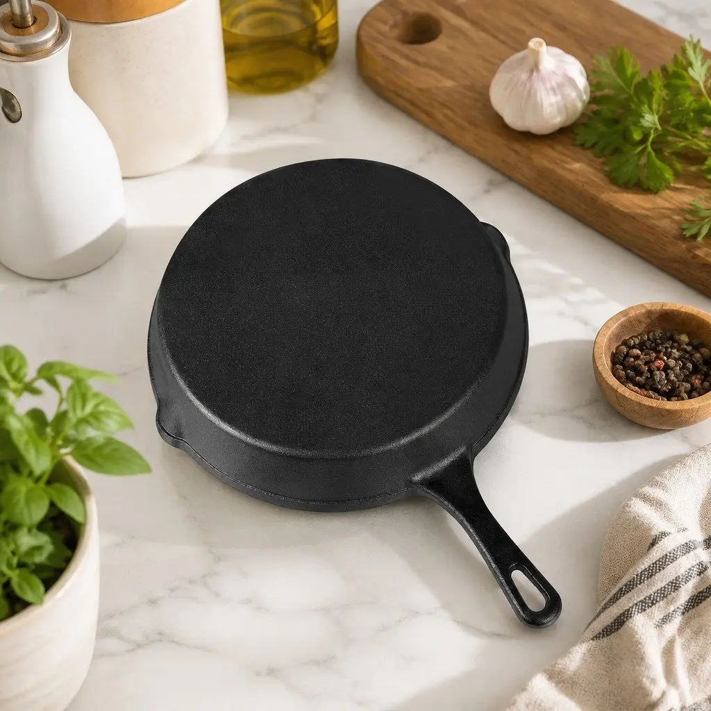 Cast Iron Frying Pan Set 3 Piece Non-Stick Cookware All Stovetops Kitchen