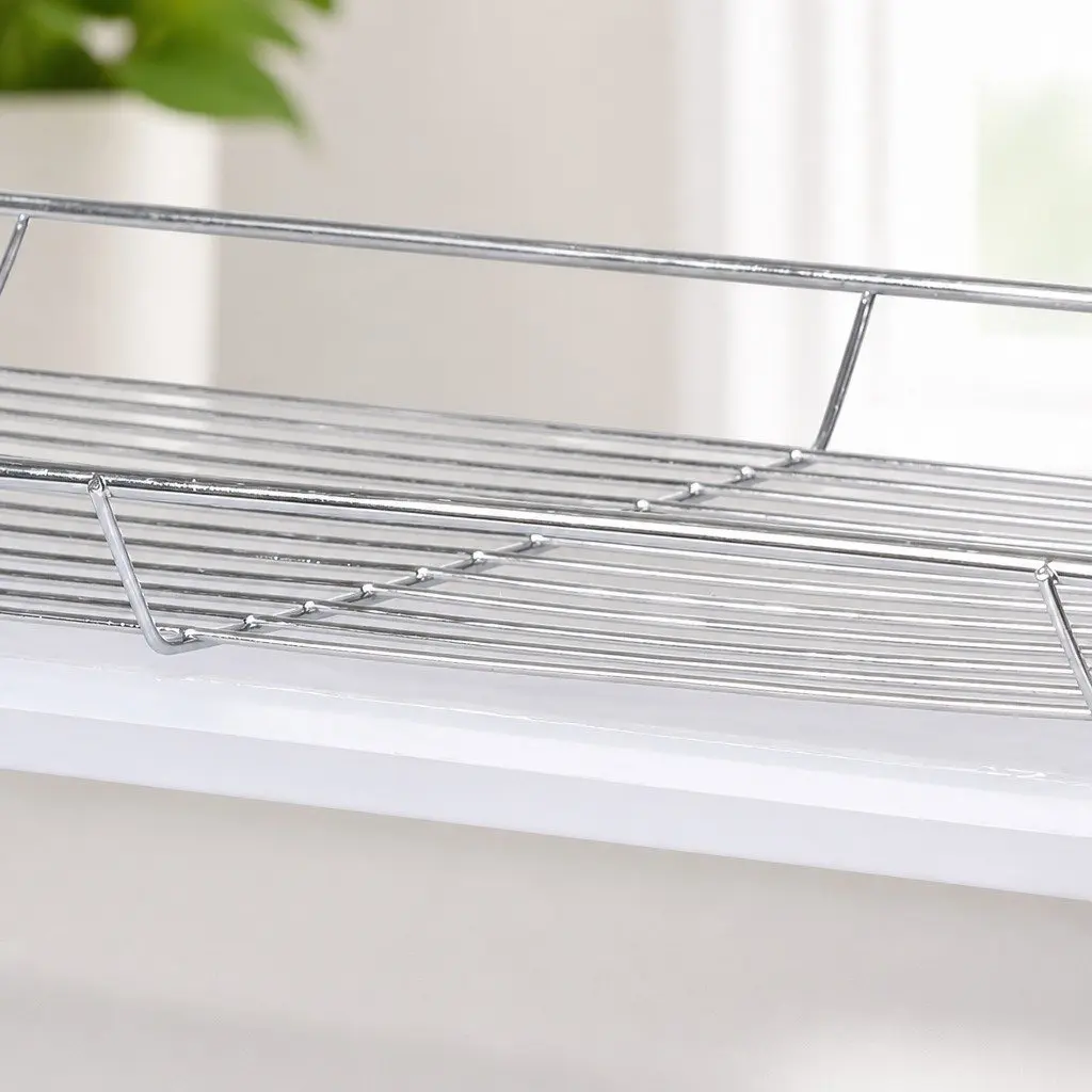 3-Tier Dish Rack Drainer Drying Kitchen Organizer Silver 40.8cm x 24.5cm x 43.5cm