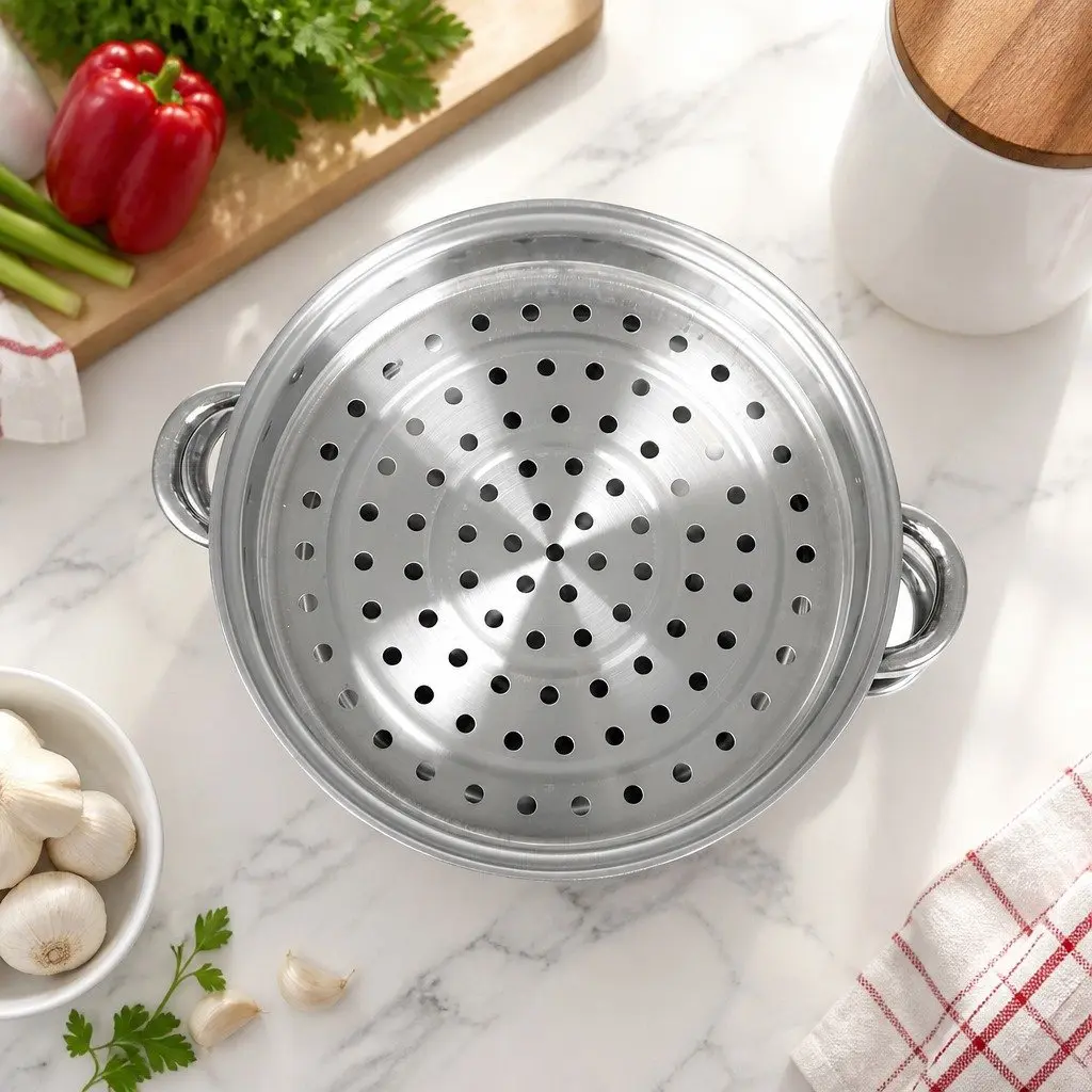 Stainless Steel 3 Layer Steamer Pot for Cooking Vegetables and Meat 27 cm Diameter