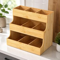 Bamboo Tea Bag Organizer - 3 Tiers, 27x17.5x24.5 cm