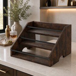 Countertop Wine Rack Three-Tier Vintage Storage Display Organiser Kitchen Bar
