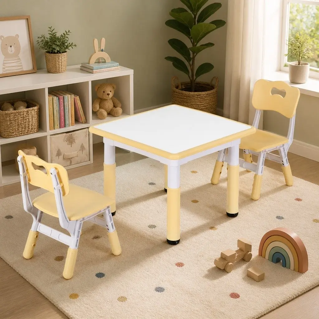 Kids Table and Chairs Set Height Adjustable Activity Desk for Ages 3-8 Graffiti