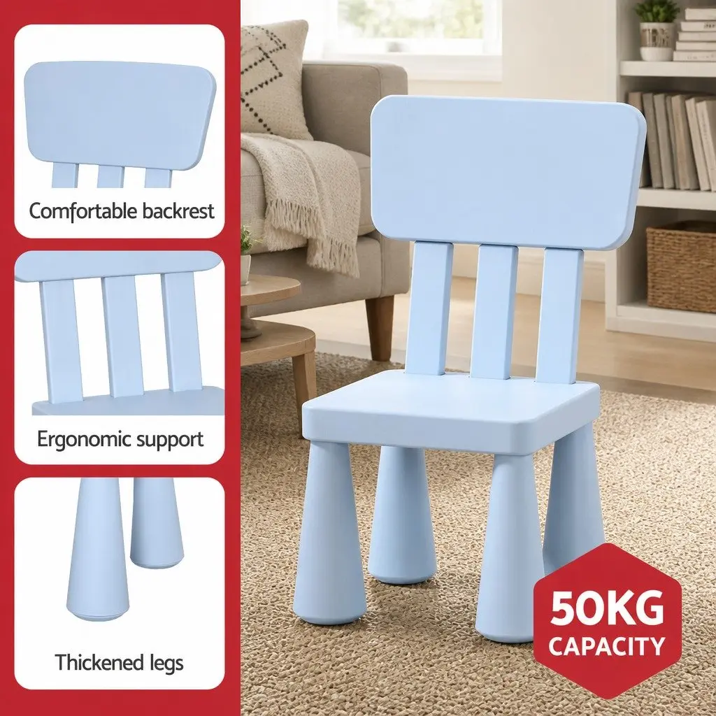 Kids Table and Chairs Set for Playroom Blue 2 Piece