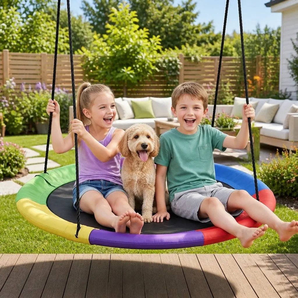 100cm Oval Platform Tree Swing with Steel Frame