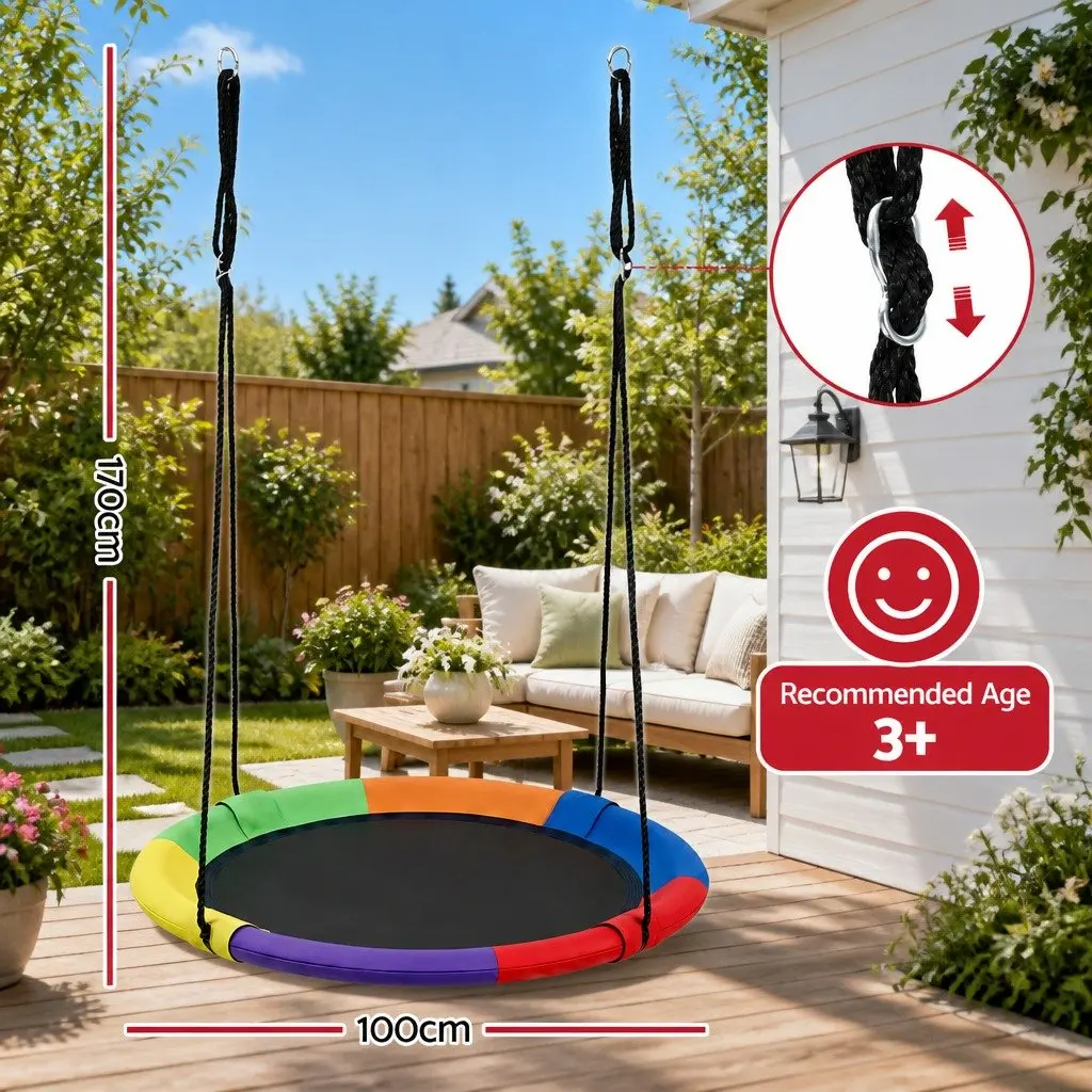 100cm Oval Platform Tree Swing with Steel Frame