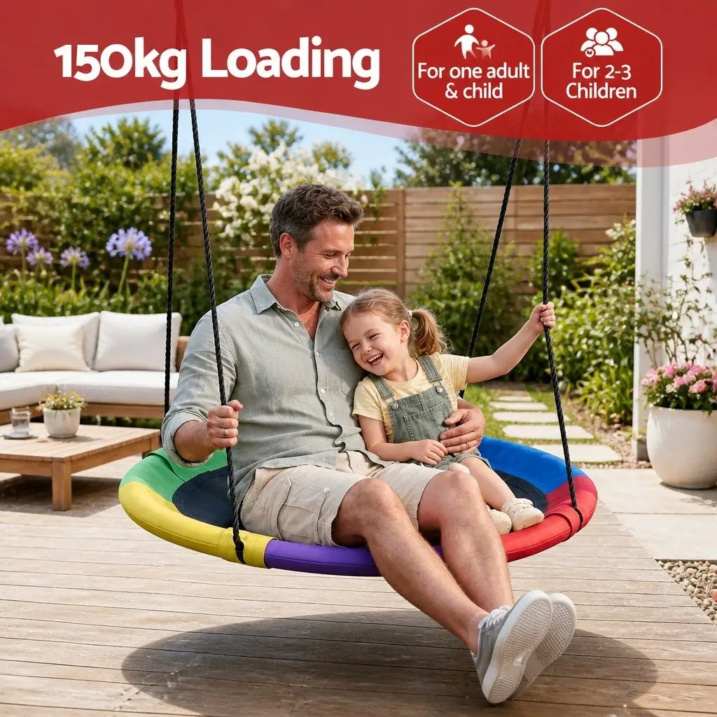 100cm Oval Platform Tree Swing with Steel Frame