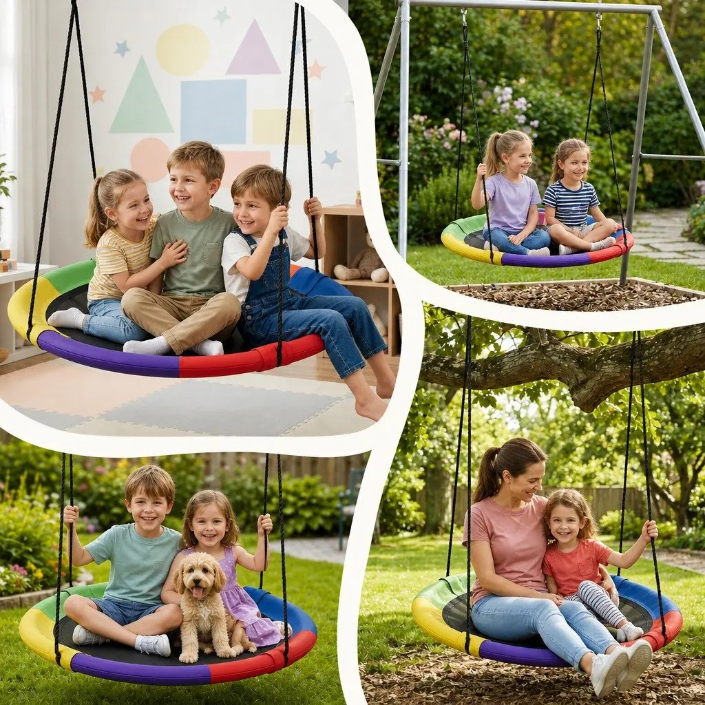 100cm Oval Platform Tree Swing with Steel Frame