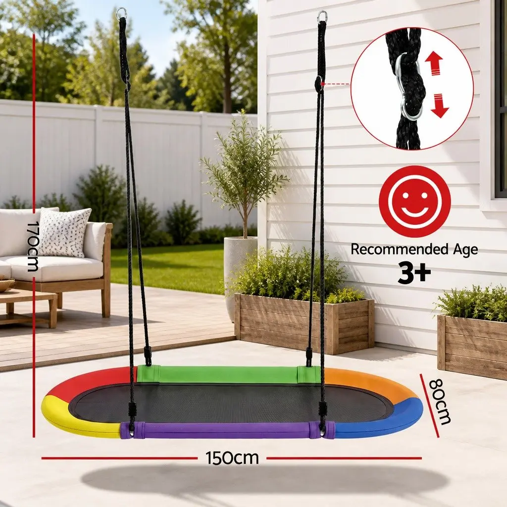 Outdoor Tree Swing Hammock 150cm Oval Platform Backyard Garden Hanging Seat