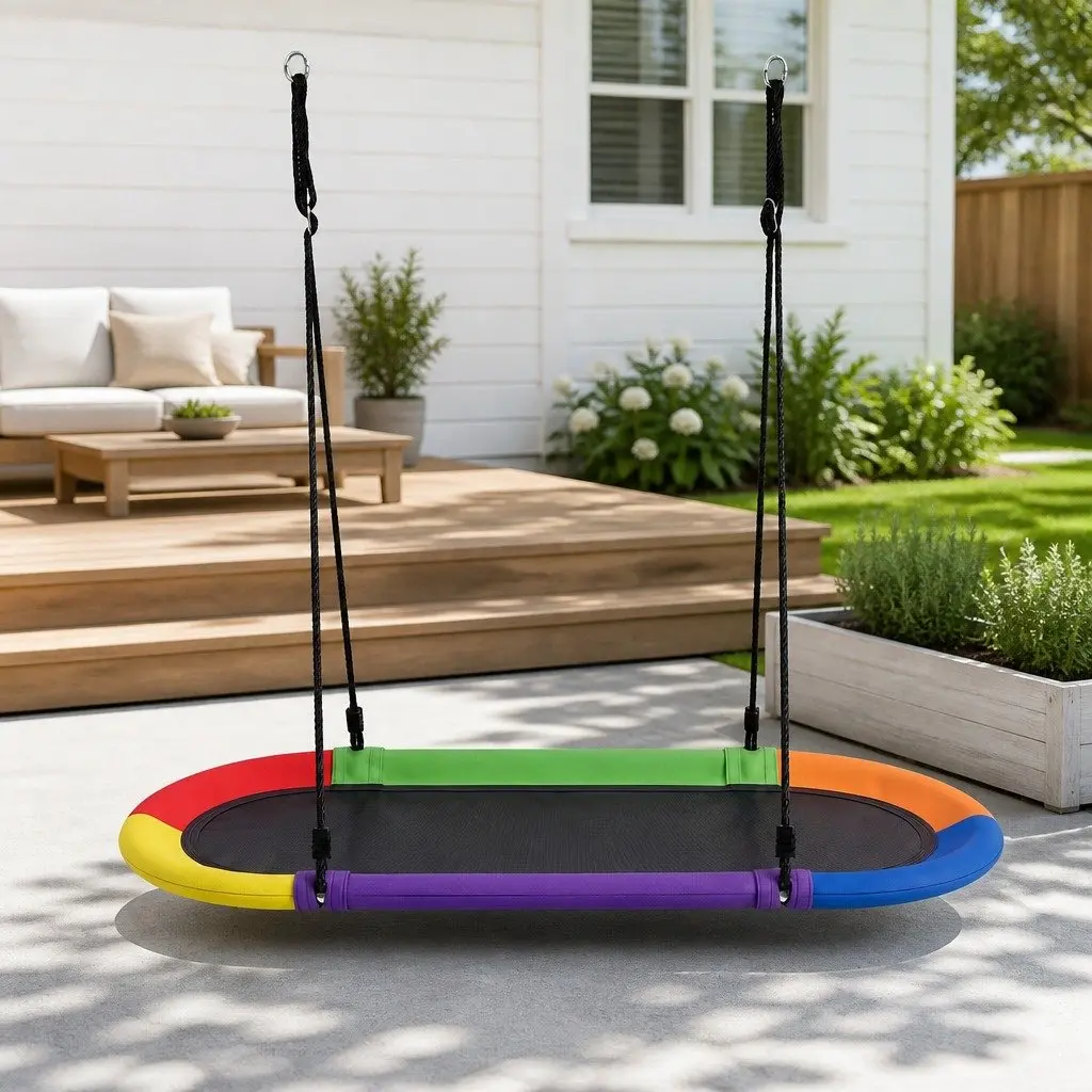 Outdoor Tree Swing Hammock 150cm Oval Platform Backyard Garden Hanging Seat