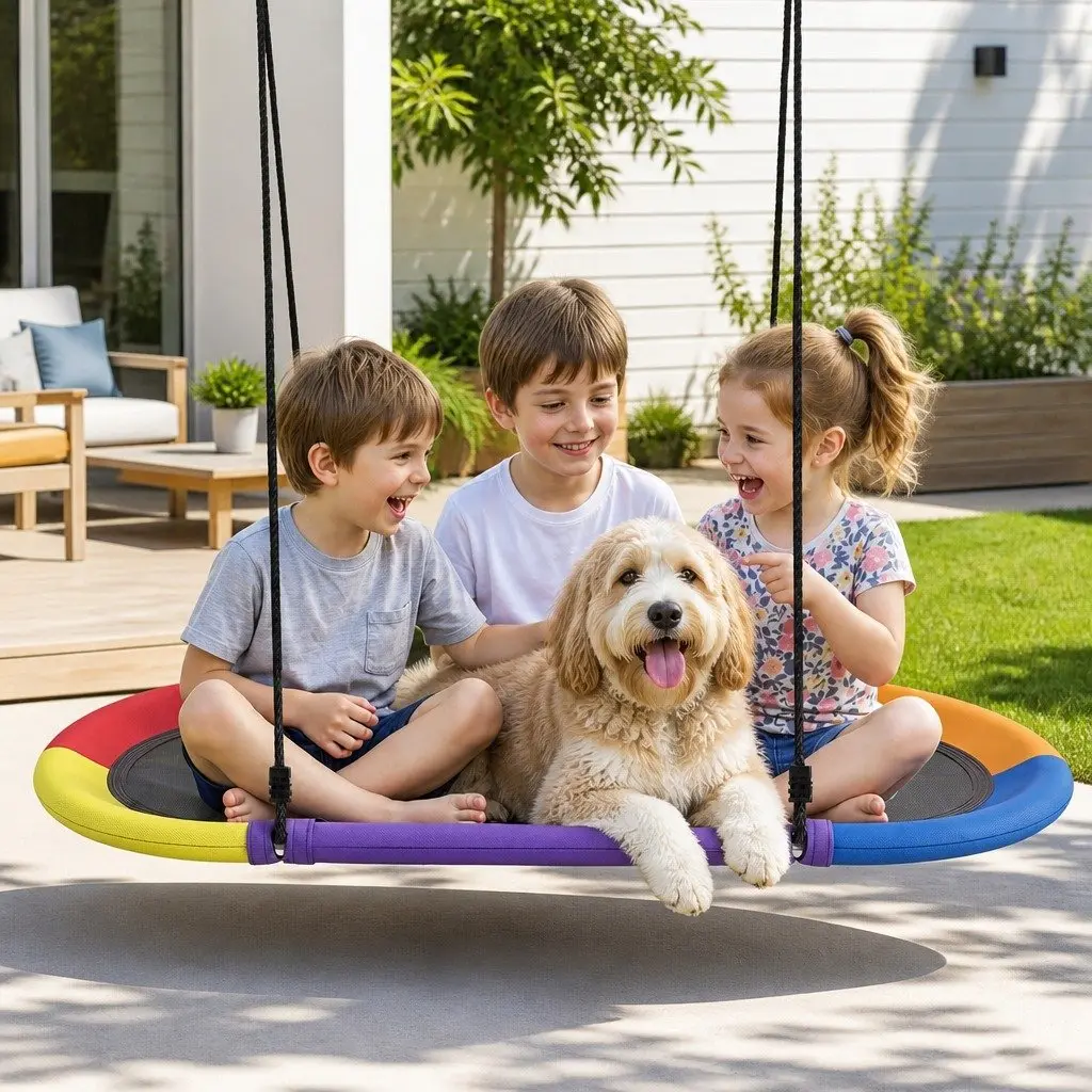 Outdoor Tree Swing Hammock 150cm Oval Platform Backyard Garden Hanging Seat