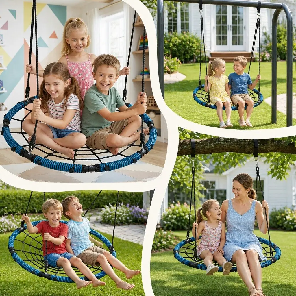 Tree Swing Nest Hammock 98.5cm Outdoor Backyard Porch Playground Oval Platform