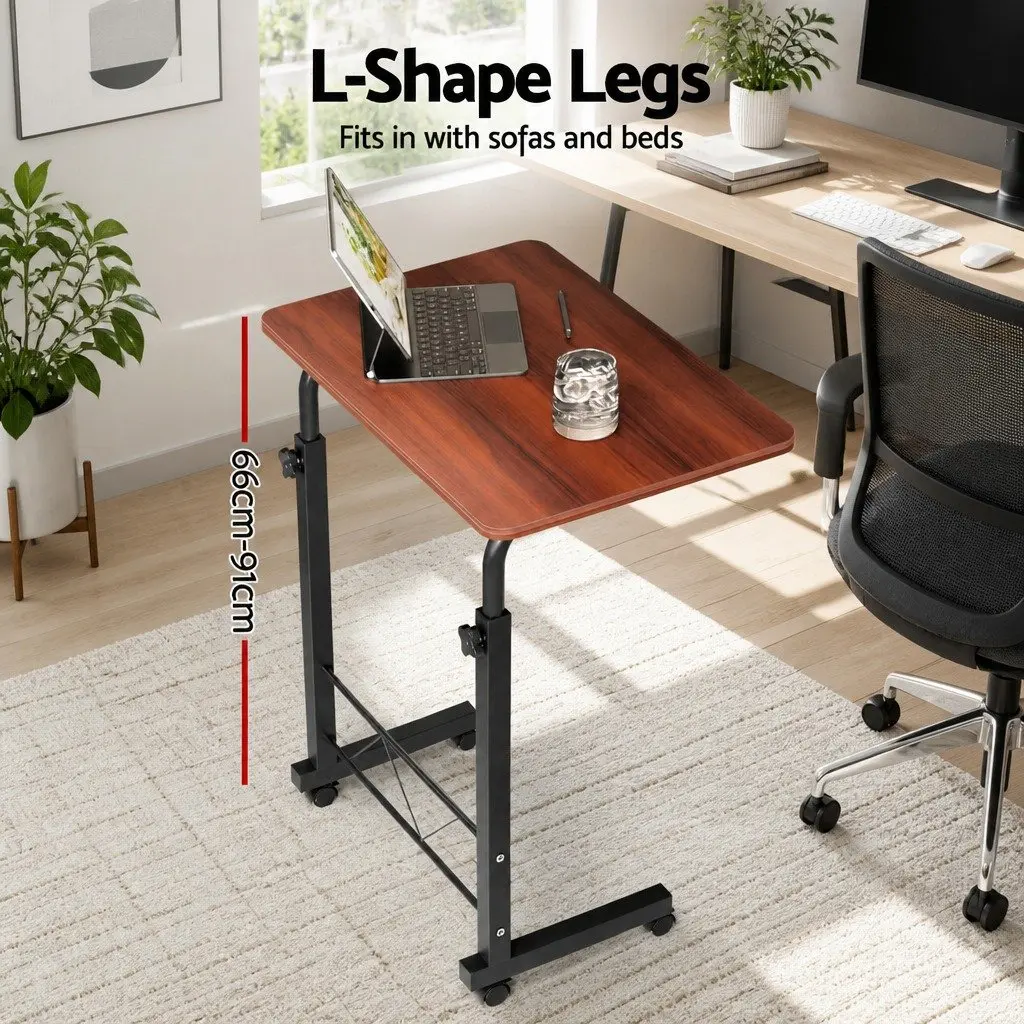 Mobile Laptop Desk for Office Study Adjustable Height 60cm Brown
