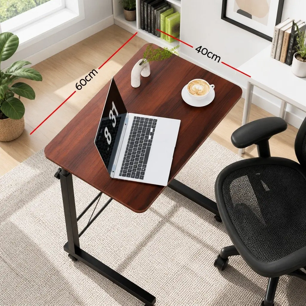 Mobile Laptop Desk for Office Study Adjustable Height 60cm Brown