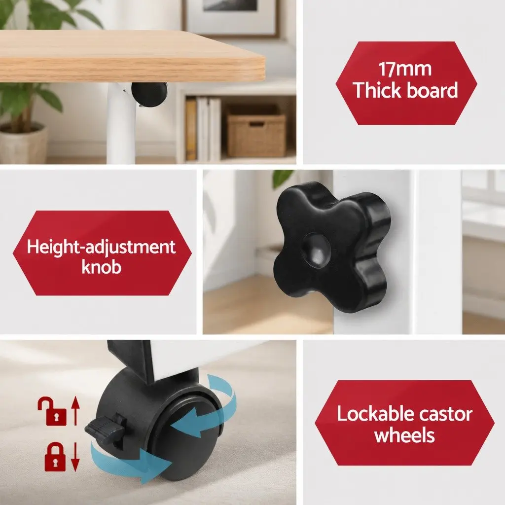 Mobile Laptop Desk Adjustable Height Portable Workstation 60CM
