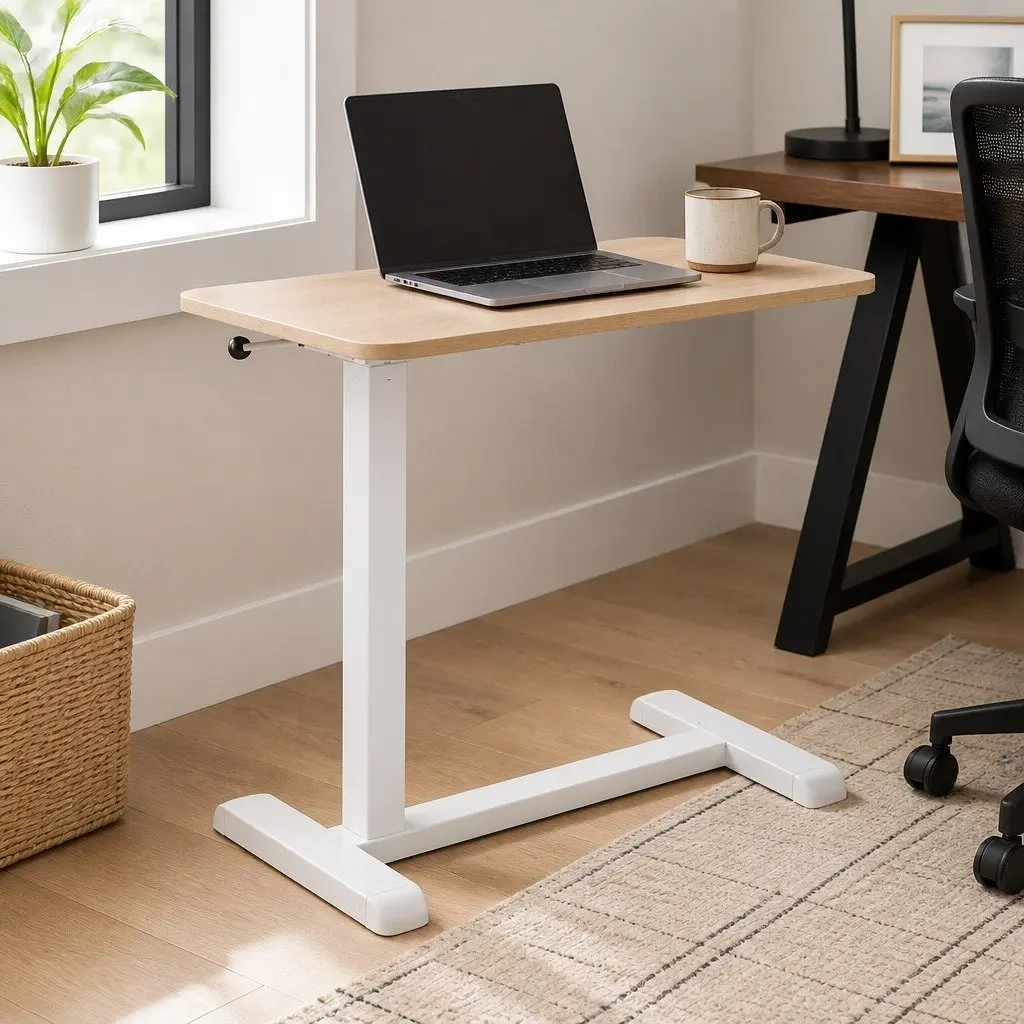 Height Adjustable Mobile Laptop Desk Workstation Rolling Computer Stand 70cm
