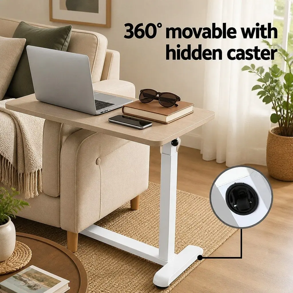 Height Adjustable Mobile Laptop Desk Workstation Rolling Computer Stand 70cm