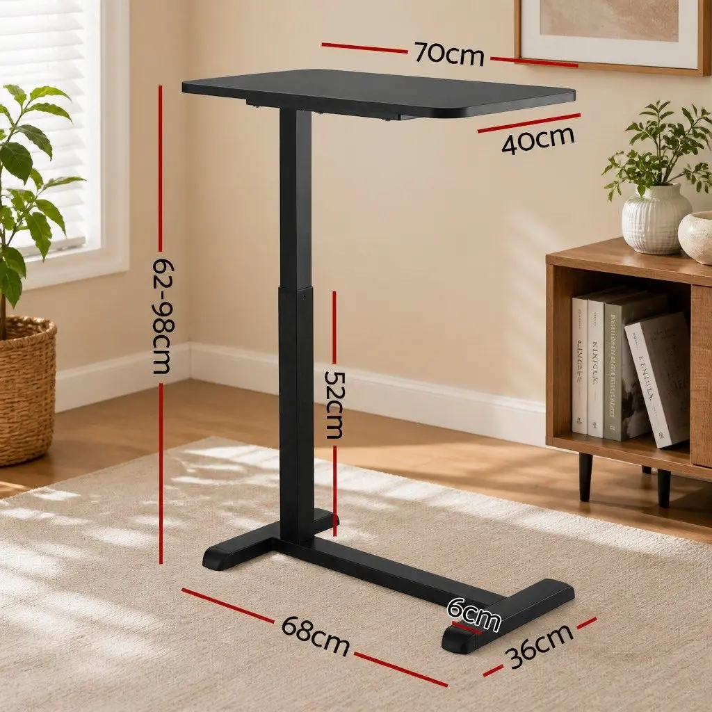 Height Adjustable Mobile Laptop Desk 70CM Black with Castor Wheels