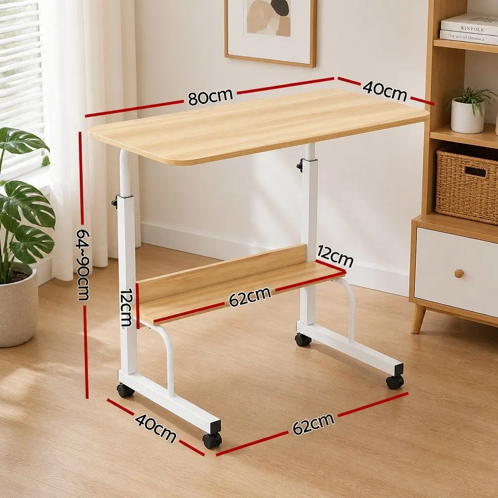 Portable Laptop Desk for Home Office Height Adjustable with Caster Wheels