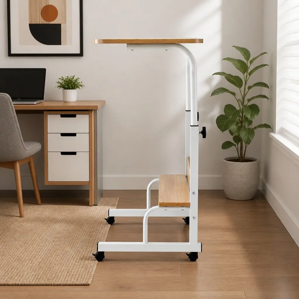Portable Laptop Desk for Home Office Height Adjustable with Caster Wheels