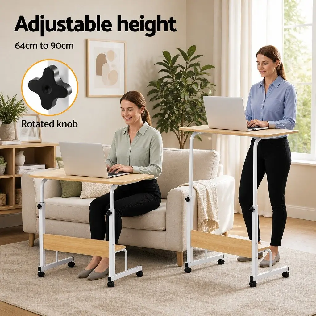Portable Laptop Desk for Home Office Height Adjustable with Caster Wheels